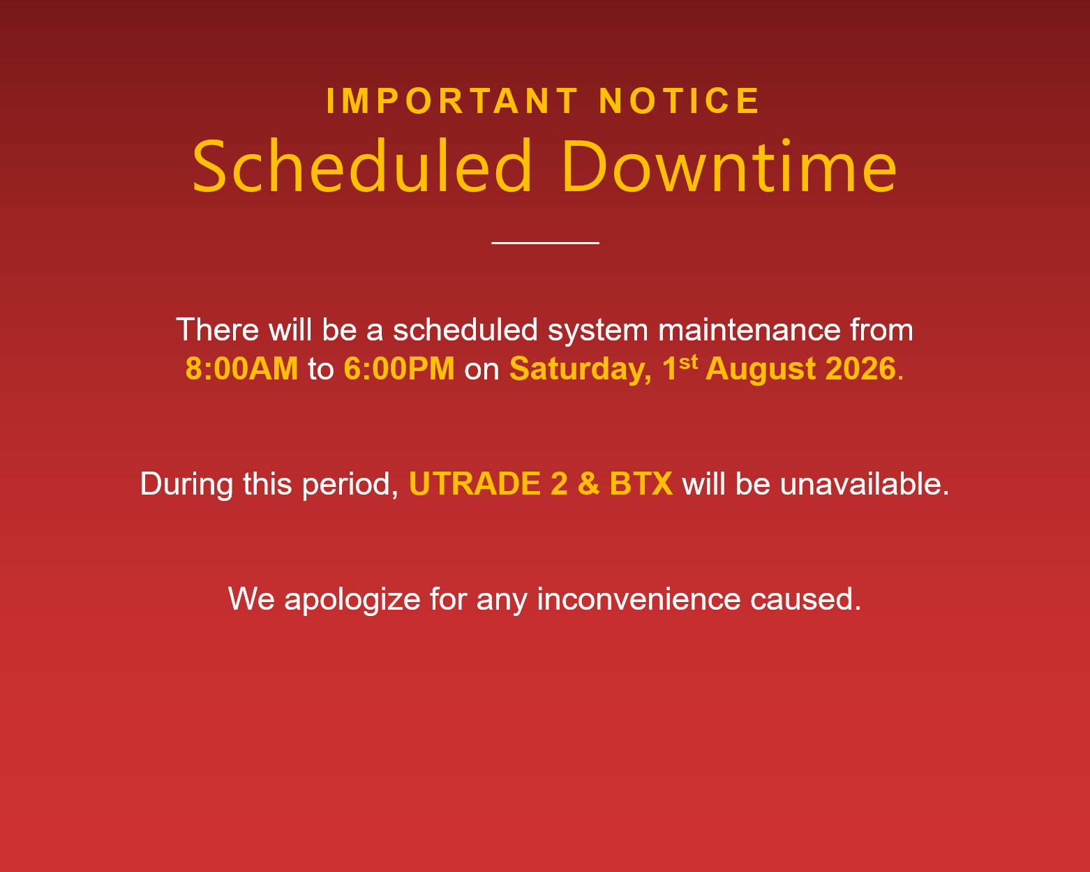 Scheduled Downtime