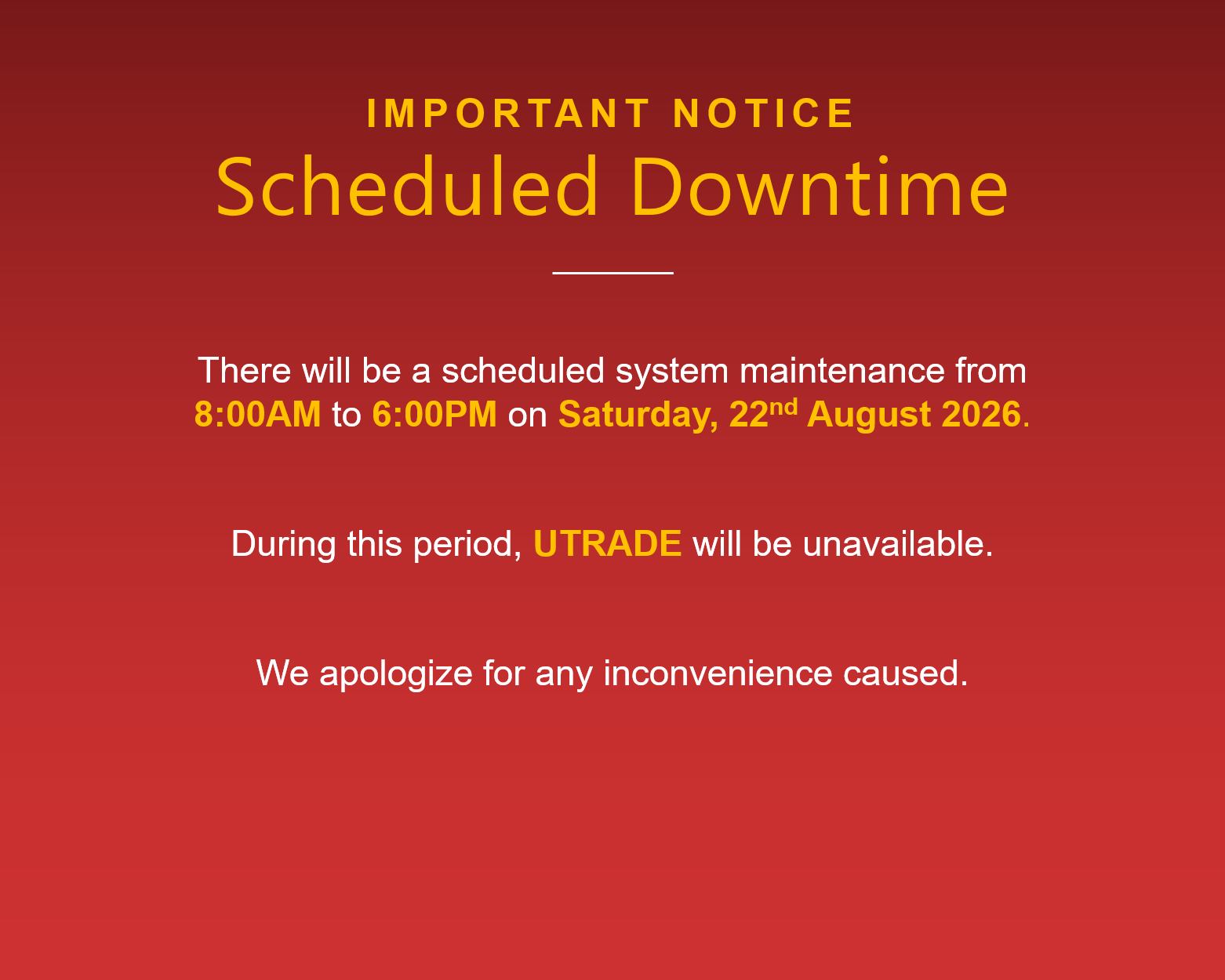 Scheduled Downtime