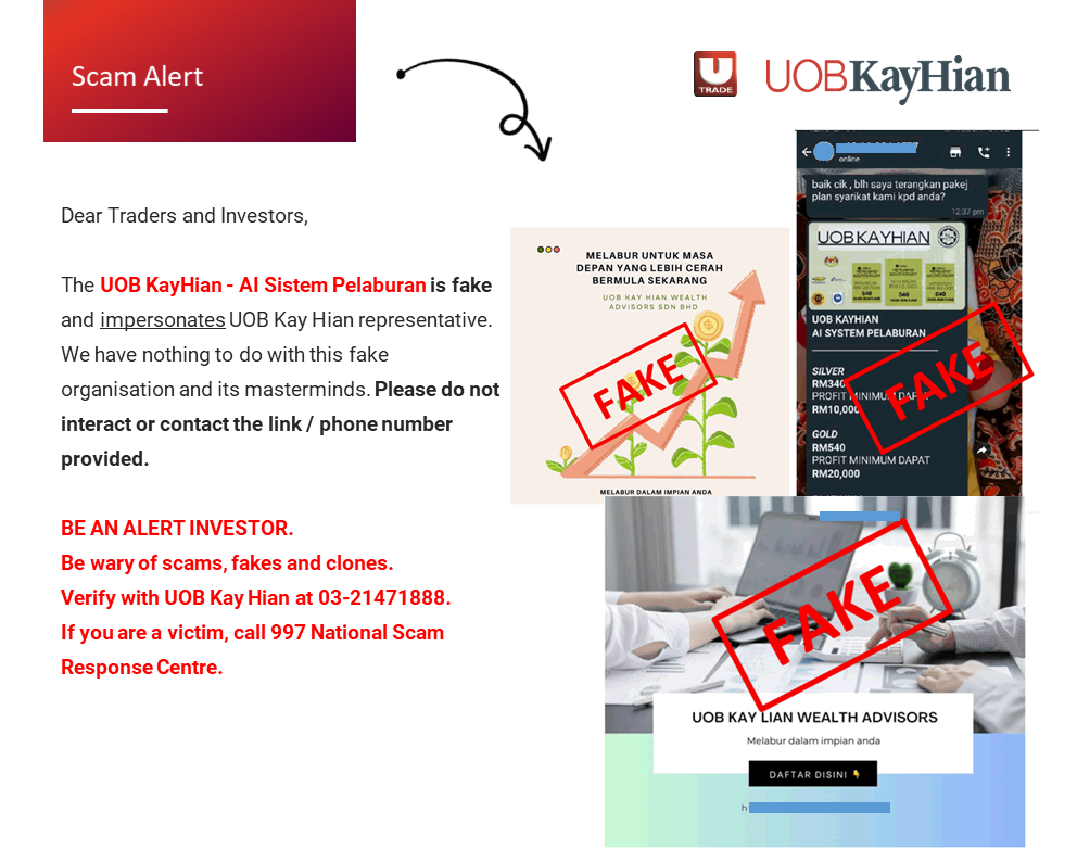 Scam Alert: Fake entity or individuals impersonating Licensed Persons from UOB Kay Hian