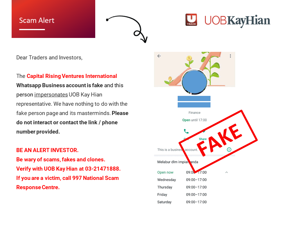 Scam Alert: Fake entity or individuals impersonating Licensed Persons from UOB Kay Hian